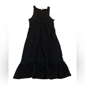 💜 Old Navy Black V-Neck Ruffle Maxi Dress Smocked Waist S